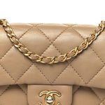 Lambskin Quilted Mini Heart Charms Flap Beige