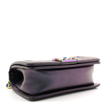 Iridescent Goatskin Quilted Small Boy Flap Purple