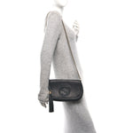 Pebbled Calfskin Medium Soho Flap Crossbody Black