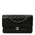 Caviar Quilted Medium Double Flap Black