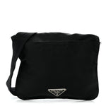 Nylon Mini Flat Messenger Bag Black