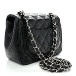 Lambskin Quilted Mini Square Flap Black