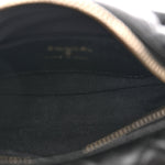 Lambskin Quilted Chain Around Pouch Hobo Black