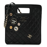 Aged Calfskin Small Charms Shopping Bag Black