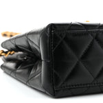 Shiny Aged Calfskin Quilted Nano Kelly Shopper Black