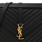 Grain De Poudre Matelasse Chevron Large Monogram Satchel Black