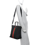 Techno Canvas Web Top Handle Shoulder Bag Black