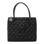 Caviar Quilted Medallion Tote Black