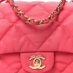 Calfskin Quilted Medium Bubbly Flap Pink