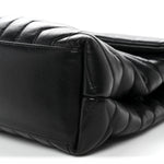 Calfskin Y Quilted Monogram Medium Loulou Chain Satchel Black