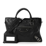 Chevre Silver Metallic Edge Hardware City Black