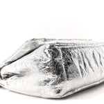 Metallized Arena Calfskin MIni Monaco Chain Shoulder Bag Silver