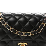 Lambskin Quilted Small Double Flap Black