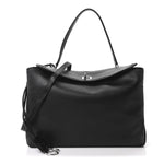 Natural Smooth Calfskin Medium Rodeo Top Handle Handbag Black