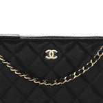 Caviar Quilted Purse With Chain Black