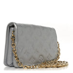 Metallic Lambskin Embossed Monogram Pochette Coussin Silver
