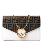 Vitello Cruise F is Fendi Bi-Color FF 1974 Embossed Medium Envelope Wallet On Chain Maya Black White