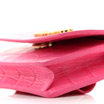 Calfskin Crocodile Embossed La Ceinture Bello Double Tour Belt Bag Pink