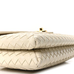 Nappa Intrecciato Knot Lock Top Handle Crossbody Bag Sea Salt