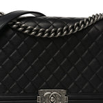 Calfskin Quilted New Medium Boy Flap Black