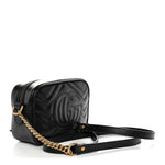 Calfskin Matelasse Mini GG Marmont Chain Shoulder Bag Black