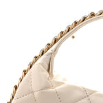 Lambskin Quilted Chain Around Pouch Hobo White