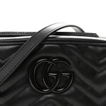 Calfskin Matelasse Monochrome Small GG Marmont Chain Shoulder Bag Black
