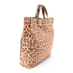 Jacquard Leopard Print Shopping Tote Brown