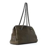 Washed Calfskin Diamond Stitch Hamptons Shopping Tote Green