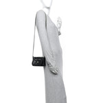 Shiny Crumpled Lambskin Quilted Mini Clutch With Chain Black