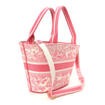 Canvas Embroidered Dioriviera Toile De Jouy Panier Chapeau Tote Peony Pink