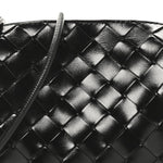 Polished Nappa Intrecciato Metallic Knot Mini Loop Camera Bag Black