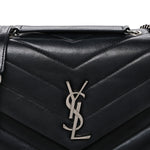 Calfskin Y Quilted Monogram Small Loulou Chain Satchel Black