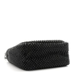 Satin Crystal Soft Padded Small Double Handled Shoulder Bag Black