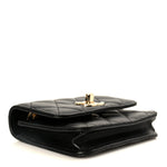 Lambskin Quilted Trendy CC Card Holder On Chain Black