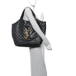 Lambskin Quilted Maxi Icare Shopping Tote Black