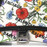 X GUCCI Canvas Boarded Plutone Calfskin Flora Logo Print Small Hourglass Top Handle Bag White Multicolor Black