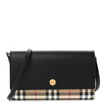 Calfskin Vintage Check Hannah Wallet with Detachable Strap Black
