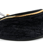 Crushed Velvet Logo Embossed XXS Souvenir Belt Bag Black