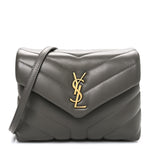 Calfskin Y Quilted Monogram Toy Loulou Crossbody Bag Grey Kaki