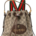 GG Supreme Monogram Neo Vintage Drawstring Bucket Backpack Beige New Acero Crop