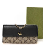 Dollar Calfskin GG Supreme Monogram Petite GG Marmont Wallet Chain Bag Black Beige Ebony