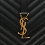 Grain De Poudre Matelasse Chevron Large Monogram Satchel Black