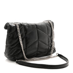 Lambskin Quilted Toy Loulou Puffer Monogram Chain Satchel Black