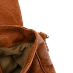 Crinkled Lambskin Mia Shoulder Flap Camel
