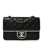 Lambskin Quilted Resin CC Mini Flap Bag Black White