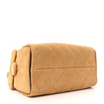 Suede Quilted Small Chanel 25 Handbag Beige
