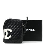 Calfskin Quilted Medium Cambon Messenger Black White