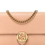 Dollar Calfskin Interlocking G Chain Wallet Camelia