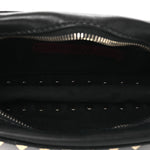 Calfskin Suede Rockstud Camera Crossbody Bag Black